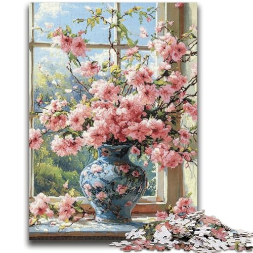 Rosa Kirschblüten-Puzzle 1000 Teile für Teenager-Geschenke, Spielzeug, Lernspiele, Stressabbau, tolle Geschenke und Spielzeuge (50x75cm) von AADSAZA