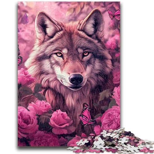 Rose Wolf 1000-teiliges Puzzle für Erwachsene, Geschenke, Denkspiel, Wanddekoration, einzigartige Geburtstags (38x26cm) von AADSAZA