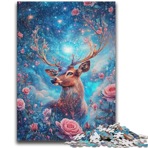 Rosen- und Hirsch-Puzzle für Erwachsene, 1000 Teile, Zeitvertreib zu Hause mit vollständig ineinandergreifenden, zufällig geformten Teilen (50x75cm) von AADSAZA