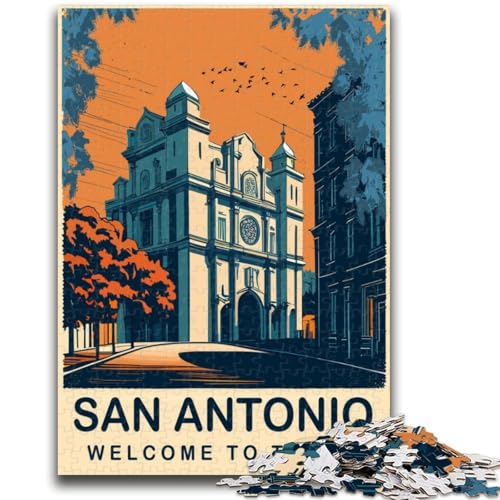 San Antonio Texas Puzzle 1000 Teile für Erwachsene, Geschenke, Familienspiel, Stressabbau, schwierige Herausforderung, tolle Geschenke und Spielzeuge (38x26cm) von AADSAZA