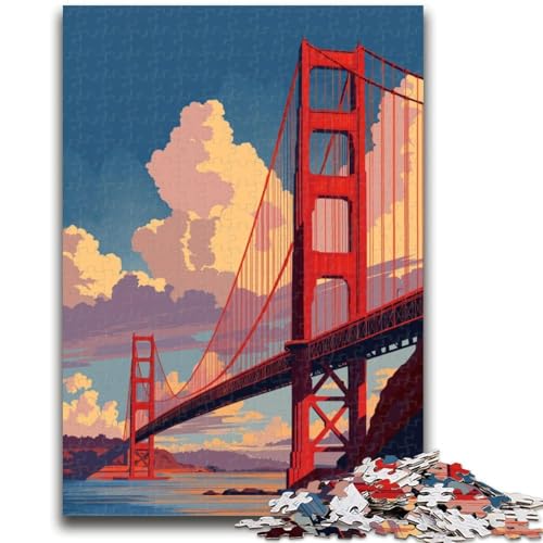 San Francisco Bridge Puzzle 1000 Teile für Teenager, anspruchsvolles Spiel und Familienspiel, Wanddekoration, einzigartige Geburtstags (38x26cm) von AADSAZA