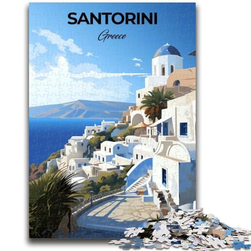 Santorini Griechenland Reise-Puzzle 1000 Teile für Teenager-Geschenke, anspruchsvolles Spiel und Familienspiel, Wanddekoration, einzigartige Geburtstags (38x26cm) von AADSAZA