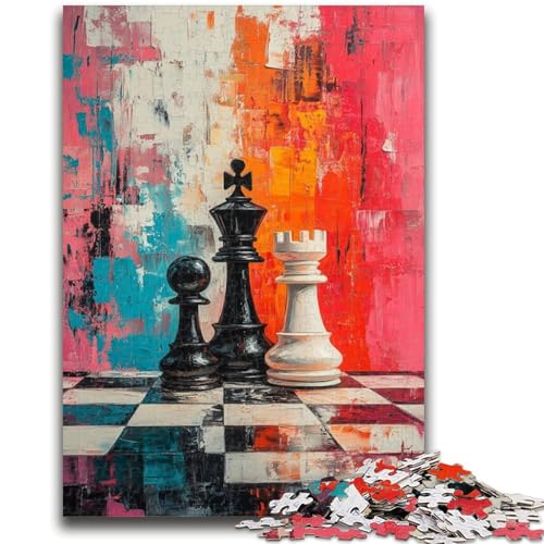 Schach-Ölgemälde-Puzzle 1000 Teile für Erwachsene und Jugendliche, Spielzeug, Lernspiele, Stressabbau, tolle Geschenke und Spielzeuge (38x26cm) von AADSAZA