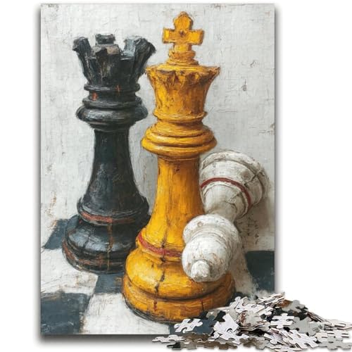 Schach-Ölgemälde-Puzzles für Erwachsene und Jugendliche, 2000 Teile, helfen dem Gehirn, süchtig machendes Spielzeug zu trainieren, um Geduld zu fördern, geeignet für Paare (70x100cm) von AADSAZA