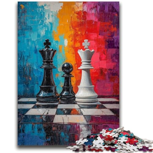 Schach-Ölgemälde-Puzzles für Erwachsene und Teenager, Lernspiele, Heimdekoration, geeignet für die Schreibtischdekoration (38x26cm) von AADSAZA