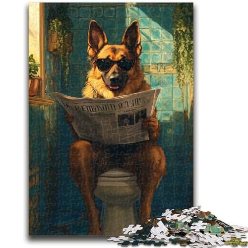 Schäferhund auf Toilette, Puzzle für Teenager, 1000 Teile, Lernspielzeug, Familienspiele, Geburtstagsgeschenk, Geschenke (38x26cm) von AADSAZA