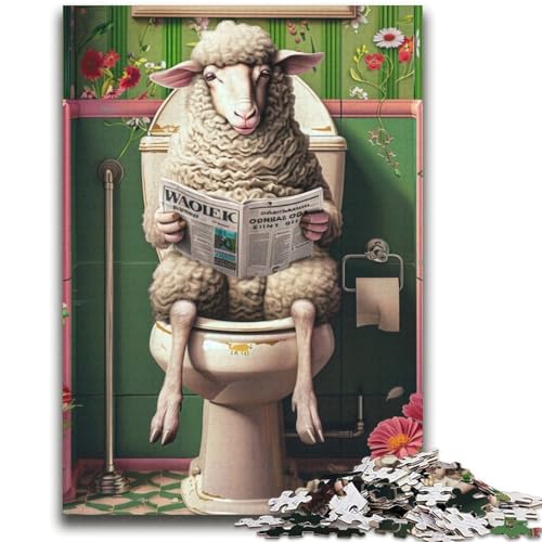 Schaf auf der Toilette, 2000-teiliges Puzzle für Erwachsene, Geschenke, Denkspiel, Wanddekoration, einzigartige Geburtstags (70x100cm) von AADSAZA