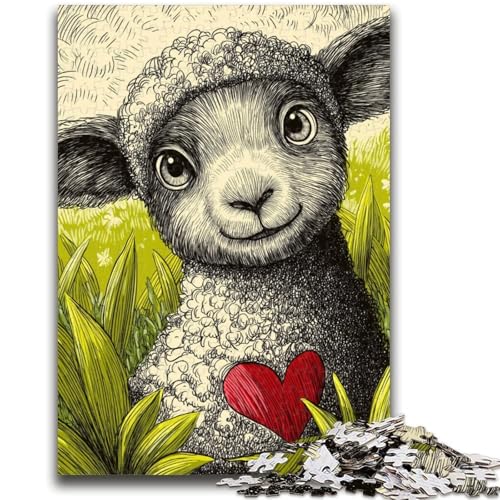 Schafe auf der Wiese, Puzzle für Erwachsene, 1000 Teile, Lernspiel, Herausforderung, Spielzeug, Wanddekoration, einzigartige Geburtstags (50x75cm) von AADSAZA
