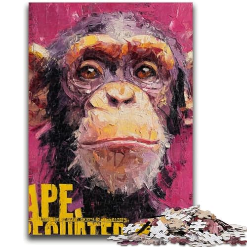 Schimpansen-Puzzle 1000 Teile für Erwachsene und Jugendliche, Spielzeug, Lernspiele, Stressabbau, tolle Geschenke und Spielzeuge (50x75cm) von AADSAZA