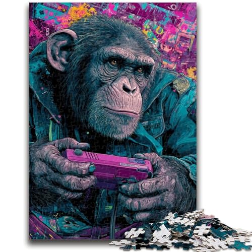 Schimpansen-Spiel-Puzzle, 1000 Teile, für Teenager, Geschenke, anspruchsvolle Spiele, ganze Familie (50x75cm) von AADSAZA