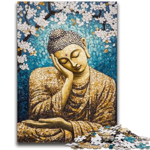Schlafender Buddha, Kunst-Puzzle, 1000 Teile, für Teenager, hilft dem Gehirn, süchtig machendes Spielzeug zu trainieren, um Geduld zu fördern, einzigartiges Herausforderungsspiel (50x75cm) von AADSAZA