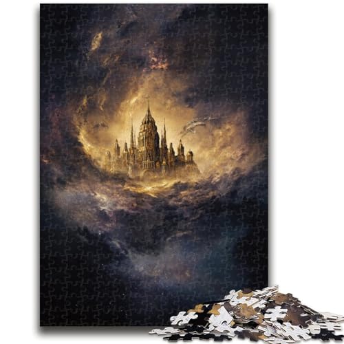 Schloss in den Wolken, Puzzle für Erwachsene, 1000 Teile, hilft dem Gehirn, süchtig machendes Spielzeug zu trainieren, um Geduld bei der Eltern-Kind-Interaktion zu fördern (38x26cm) von AADSAZA