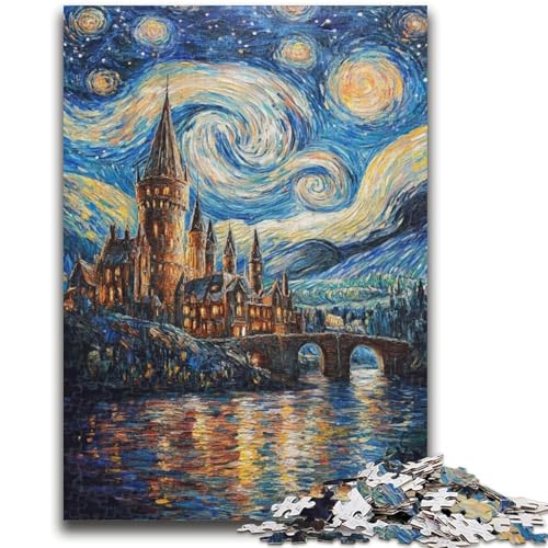 Schloss unter den Sternen, 1000-teiliges Puzzle für Erwachsene, Stressabbau, schwierige Herausforderung, geeignet als Schreibtischdekoration (38x26cm) von AADSAZA