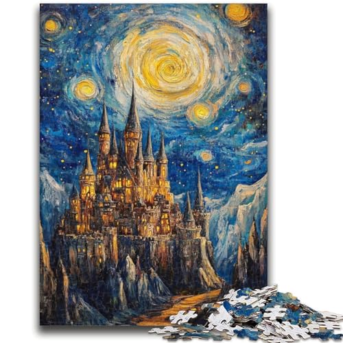 Schloss unter den Sternen, Puzzle für Teenager, 1000 Puzzles, Spielzeug, Lernspiele, Stressabbau, geeignet als Schreibtischdekoration (38x26cm) von AADSAZA