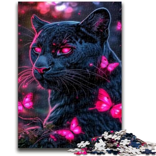 Schmetterling und schwarzer Panther, 1000 Teile, Puzzle für Teenager, anspruchsvolles Spiel und Familienspiel, Wanddekoration, einzigartige Geburtstags (38x26cm) von AADSAZA