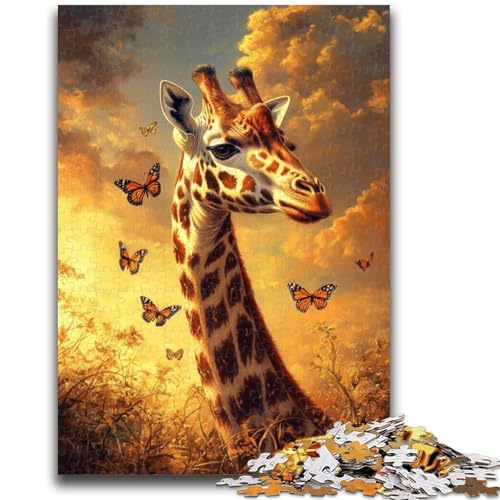 Schmetterlings-Giraffe-Puzzle 1000 Teile für Teenager-Geschenke, Lernspiele, Heimdekoration, Geschenk für die ganze Familie (50x75cm) von AADSAZA