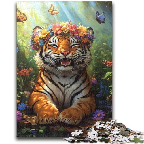 Schmetterlings-Tiger-Puzzle, 1000 Teile, für Teenager, anspruchsvoll zu vervollständigen, Aber lustiges und humorvolles Geburtstagsgeschenk, Geschenke, Wandkunst (50x75cm) von AADSAZA
