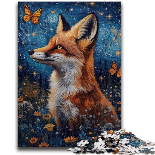 Schmetterlings- und Fuchs-Puzzle für Erwachsene, 1000 Teile, hilft dem Gehirn, süchtig machendes Spielzeug zu trainieren, um Geduld bei der Eltern-Kind-Interaktion zu fördern (38x26cm) von AADSAZA