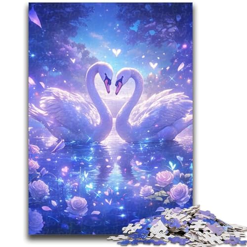 Schwanenpaar-Puzzle 1000 Teile für Teenager-Geschenke, Lernspiele, Wanddekoration, einzigartige Geburtstags (50x75cm) von AADSAZA