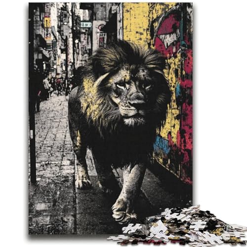 Schwarz-weißer Löwe, 2000-teiliges Puzzle, anspruchsvoll zu vervollständigen, Aber EIN lustiges und humorvolles Geburtstagsgeschenk, Geschenke, Wandkunst (70x100cm) von AADSAZA