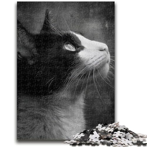 Schwarz-weißes Katzen-Puzzle mit 1000 Teilen für Erwachsene und Jugendliche, anspruchsvoll zu vervollständigen, Aber unterhaltsam und humorvoll, mit passendem Poster und Quizblatt (38x26cm) von AADSAZA