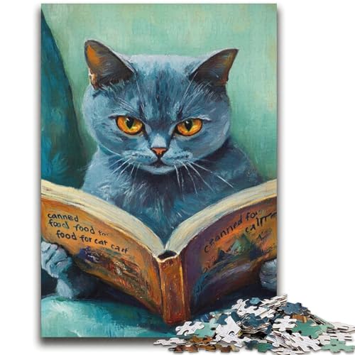 Schwarze Katze Lesepuzzle 2000 Teile für Teenager, Stressabbau, schwierige Herausforderung, gutes Geschenk für die ganze Familie (70x100cm) von AADSAZA
