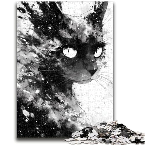 Schwarze Katze Puzzle für Erwachsene 1000 Teile Puzzle, Denkspiel Wanddekoration Einzigartige Geburtstags (50x75cm) von AADSAZA