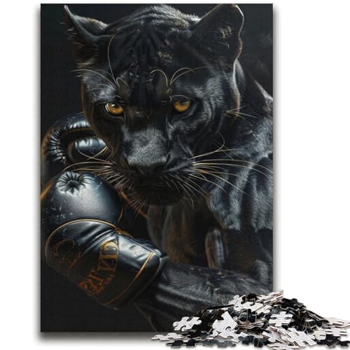 Schwarzer Leoparden-Boxer, 2000-teiliges Puzzle für Erwachsene und Jugendliche, Spielzeug, Lernspiele, stressabbauende Wanddekoration (70x100cm) von AADSAZA