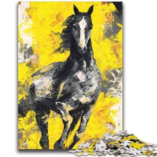 Schwarzes goldenes Pferd, 2000-teiliges Puzzle für Jugendliche und Erwachsene, Lernspielzeug ganze Familie (70x100cm) von AADSAZA