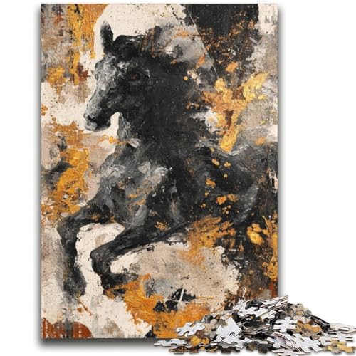 Schwarzes goldenes Pferd-Puzzle für Erwachsene, 2000-teiliges Puzzle, Denkspiel, Wanddekoration, einzigartige Geburtstags (70x100cm) von AADSAZA