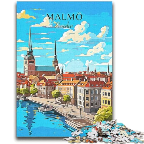 Schweden-Malmö-Reise-Puzzle, 2000 Teile, anspruchsvolles Spiel und Familienspiel, Wanddekoration, einzigartige Geburtstags (70x100cm) von AADSAZA