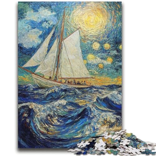 Segelboot-Ölgemälde, 2000-teiliges Puzzle für Erwachsene und Jugendliche, Spielzeug, Lernspiele, stressabbauende Wanddekoration (70x100cm) von AADSAZA