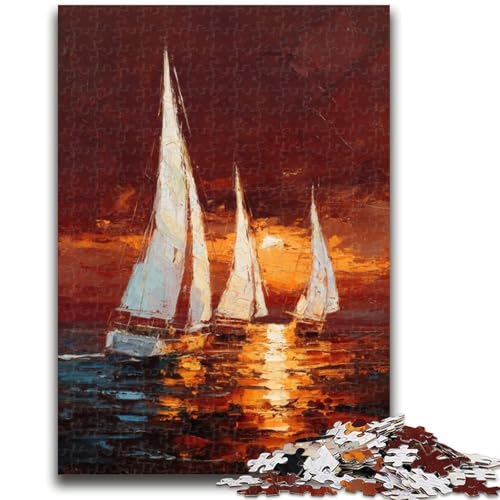 Segelboot-Ölgemälde-Puzzle 1000 Teile für Teenager-Geschenke, Quizspiel, Wanddekoration, einzigartige Geburtstags (38x26cm) von AADSAZA
