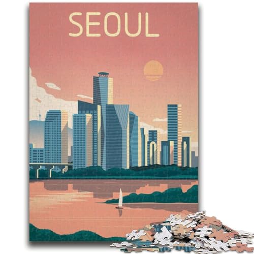 Seoul-Puzzles für Erwachsene und Jugendliche, 1000 Teile, anspruchsvoll zu vervollständigen, Aber unterhaltsam und humorvoll, mit passendem Poster und Quizblatt (50x75cm) von AADSAZA