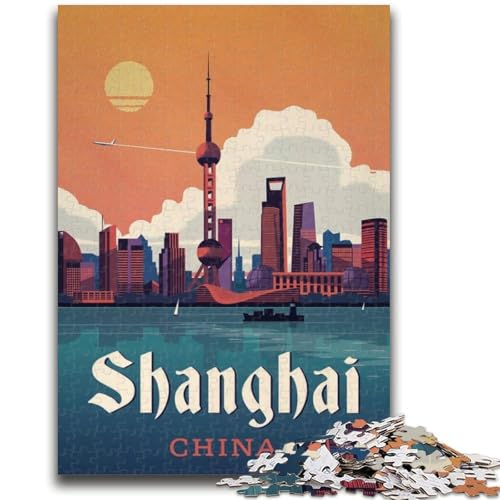 Shanghai 1000-teiliges Puzzle für Erwachsene und Jugendliche, Quizspiel, Wanddekoration, einzigartige Geburtstags (38x26cm) von AADSAZA