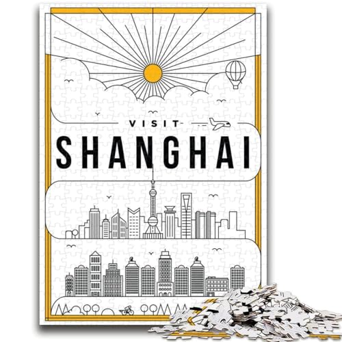 Shanghai China 1000-teiliges Puzzle für Erwachsene und Jugendliche, Quizspiel, Wanddekoration, einzigartige Geburtstags (38x26cm) von AADSAZA