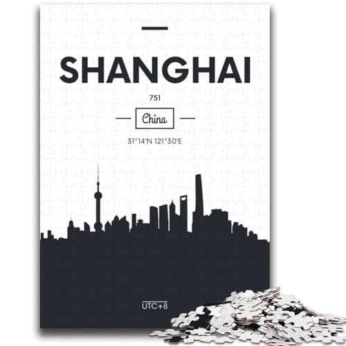Shanghai China 2000-teiliges Puzzle für Erwachsene und Jugendliche, Quizspiel, Wanddekoration, einzigartige Geburtstags (70x100cm) von AADSAZA