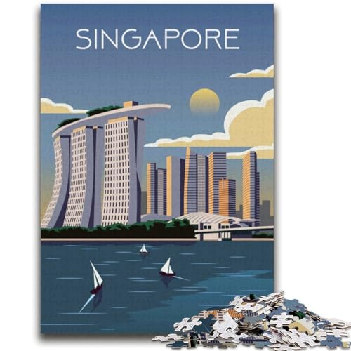 Singapur City Art Reise-Puzzle 2000 Teile für Teenager-Geschenke, anspruchsvolles Spiel und Familienspiel, Wanddekoration, einzigartige Geburtstags (70x100cm) von AADSAZA