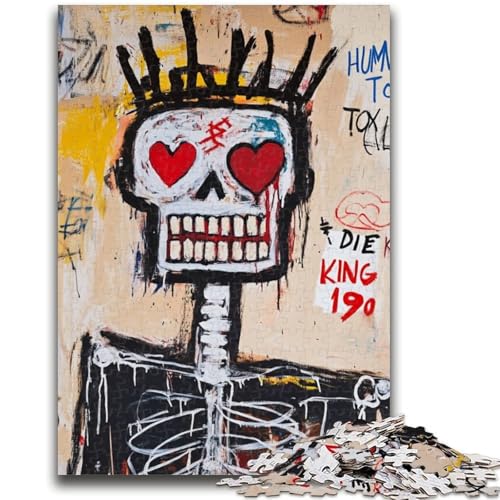 Skelettkönig-Puzzle im Basquiat-Stil, 1000 Teile, Geschenk für Teenager, Quizspiel, Wanddekoration, einzigartige Geburtstags (38x26cm) von AADSAZA