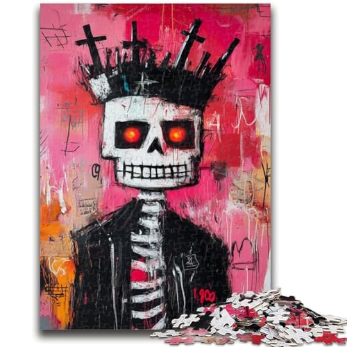 Skelettkönig-Puzzle im Basquiat-Stil, 1000 Teile, Geschenk für Teenager, Quizspiel, Wanddekoration, einzigartige Geburtstags (50x75cm) von AADSAZA