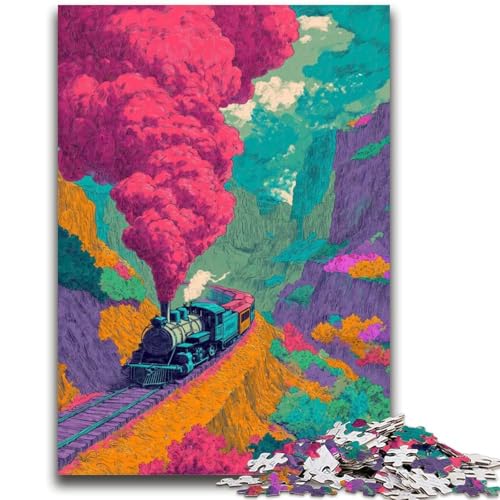 Smog Train 1000-teiliges Puzzle für Erwachsene und Jugendliche, anspruchsvolles Spiel und Familienspiel, ganze Familie (38x26cm) von AADSAZA