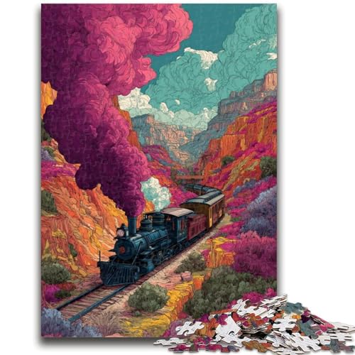 Smog Train-Puzzle für Teenager, 1000 Teile, anspruchsvolles Spiel und Familienspiel mit vollständig ineinandergreifenden, zufällig geformten Teilen (50x75cm) von AADSAZA