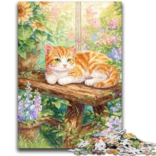 Sonnenblumen-Katzen-Puzzle für Erwachsene und Jugendliche, 1000 Teile, Familienspiel zum Stressabbau, schwierige Herausforderung, tolle Geschenke und Spielzeuge (38x26cm) von AADSAZA