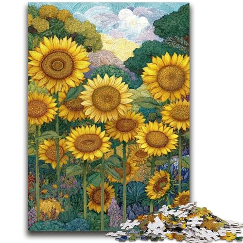 Sonnenblumen-Puzzle für Erwachsene, 1000 Teile, Lernspielzeug, Familienspiele, Geschenke für Freunde und Familie (38x26cm) von AADSAZA