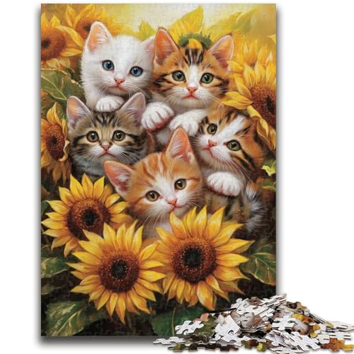 Sonnenblumenkätzchen-Puzzle 1000 Teile für Erwachsene, anspruchsvolles Spiel und Familienspiel, ganze Familie (38x26cm) von AADSAZA