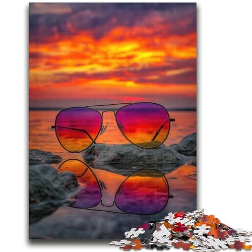 Sonnenbrillen bei Sonnenuntergang, Puzzle für Teenager, 2000 Teile, dekomprimierendes intellektuelles Lernspielzeug, tolle Geschenke und Spielzeuge (70x100cm) von AADSAZA
