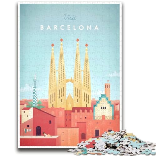 Spanien Barcelona Reise-Kunst-Puzzle für Erwachsene, 1000 Teile, anspruchsvolles Spielspielzeug, jedes Teil ist einzigartig – anspruchsvolles Familienspaßspiel (50x75cm) von AADSAZA