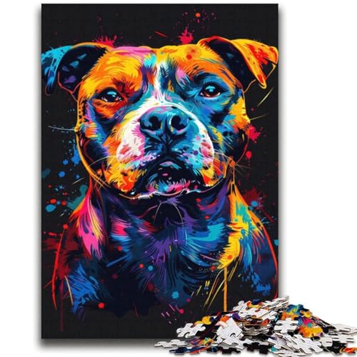 Staffordshire Bull Terrier Hunde-Puzzle, 2000 Teile, für Teenager, Geschenke, Quizspiel, Wanddekoration, einzigartige Geburtstags (70x100cm) von AADSAZA