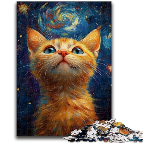 Sternenhimmel-Katze, 1000-teiliges Puzzle für Erwachsene und Jugendliche, Denkspiel, Wanddekoration, einzigartige Geburtstags (38x26cm) von AADSAZA