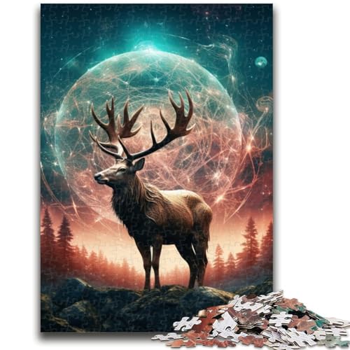 Sternenmond-Hirsch-Puzzle, 1000 Teile, für Teenager, anspruchsvolles Spiel und Familienspiel, Wanddekoration, einzigartige Geburtstags (50x75cm) von AADSAZA